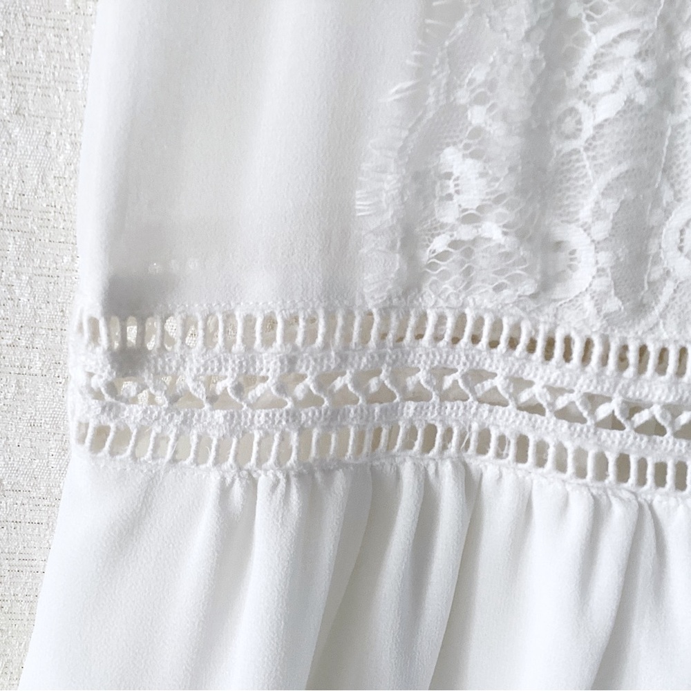 Mango Suit Drop Waist Dress Woman’s Size 2 Ivory White Lace Details Feminine - Picture 6 of 10